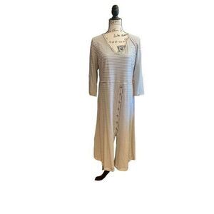 Roolee Midi Striped Button Slit Dress